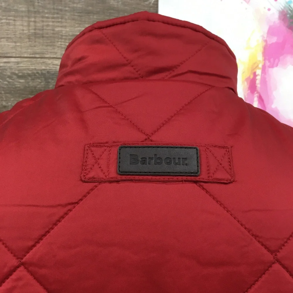 Barbour Finn Gilet Mens Medium Red Quilted Full Zip Vest Sleeveless Jacket